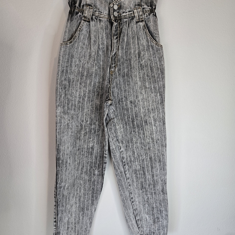 Vintage High Rise Gray Striped Jeans